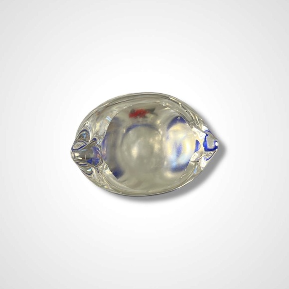 Art Glass Fish in a Bag Paperweight Clear Blue Red Hand Blown Murano Style Decor - Picture 7 of 9